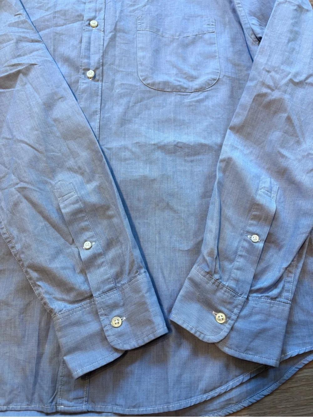 J Crew Men’s XL Oxford Button Down Shirt Slim Untucked Blue Office Chambray